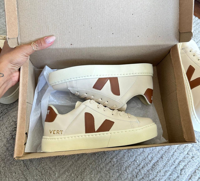Tênis Feminino VRT Cadarço Off/Caramelo